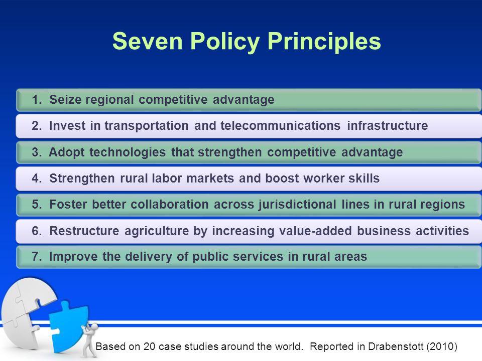 Seven Policy Principles 1. Seize regional competitive advantage 2.
