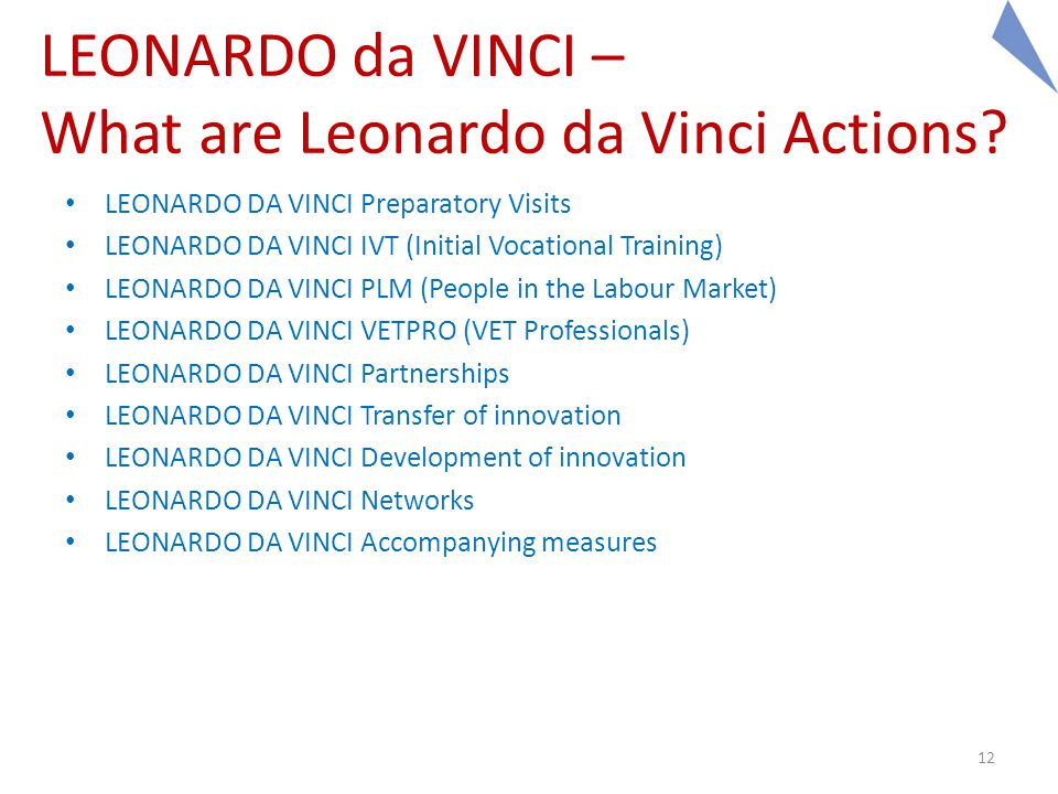 12 LEONARDO da VINCI – What are Leonardo da Vinci Actions.