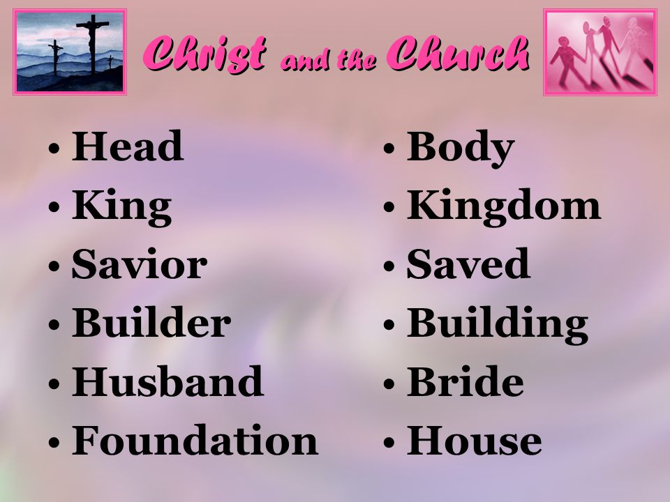 Christ and the Church Head King Savior Builder Husband Foundation Body Kingdom Saved Building Bride House