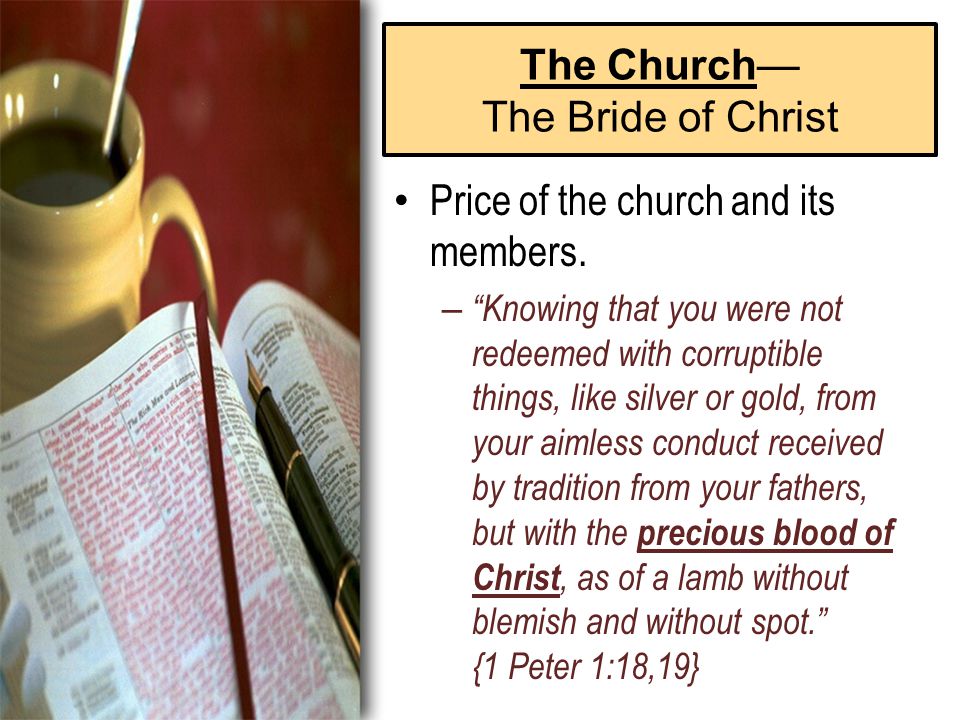 The Church— The Bride of Christ Price of the church and its members.
