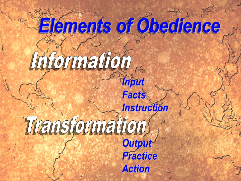 InputFactsInstructionOutputPracticeAction Elements of Obedience