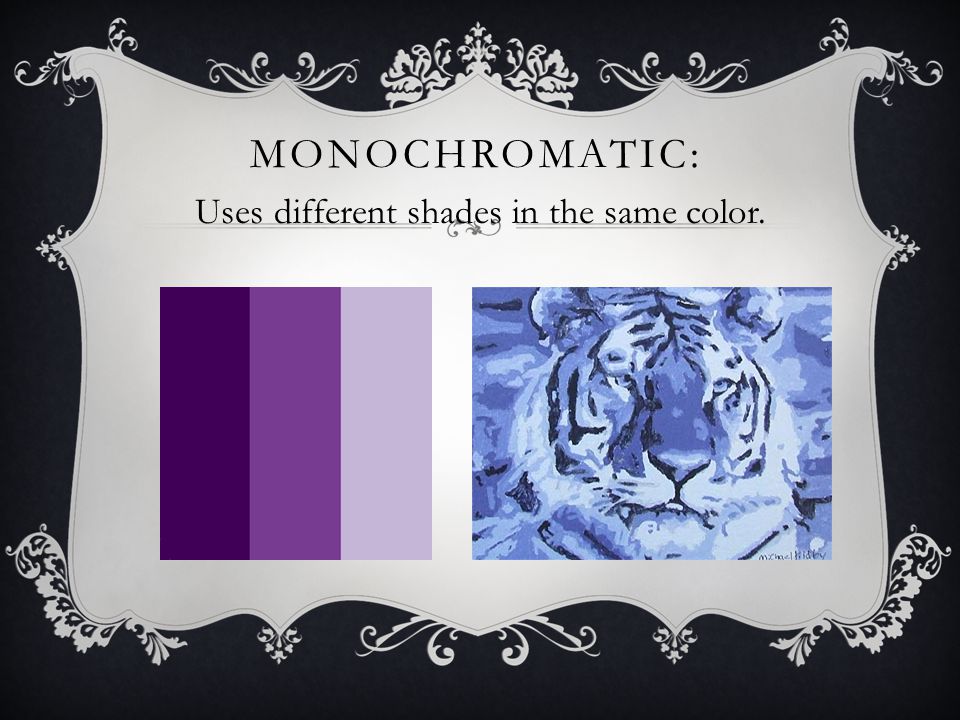 MONOCHROMATIC: Uses different shades in the same color.