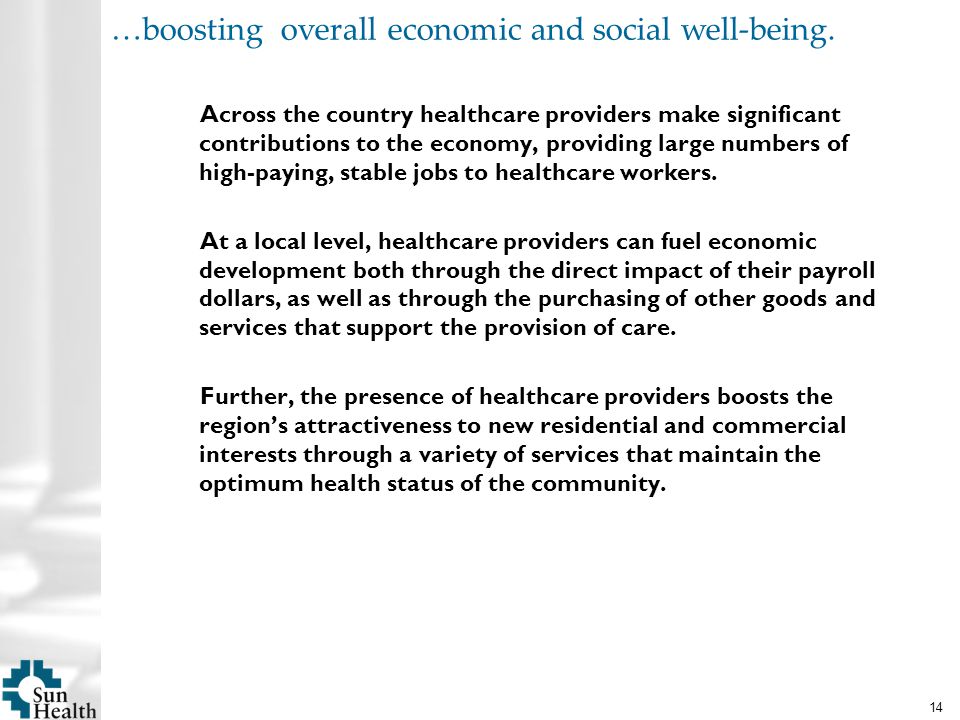 14 …boosting overall economic and social well-being.