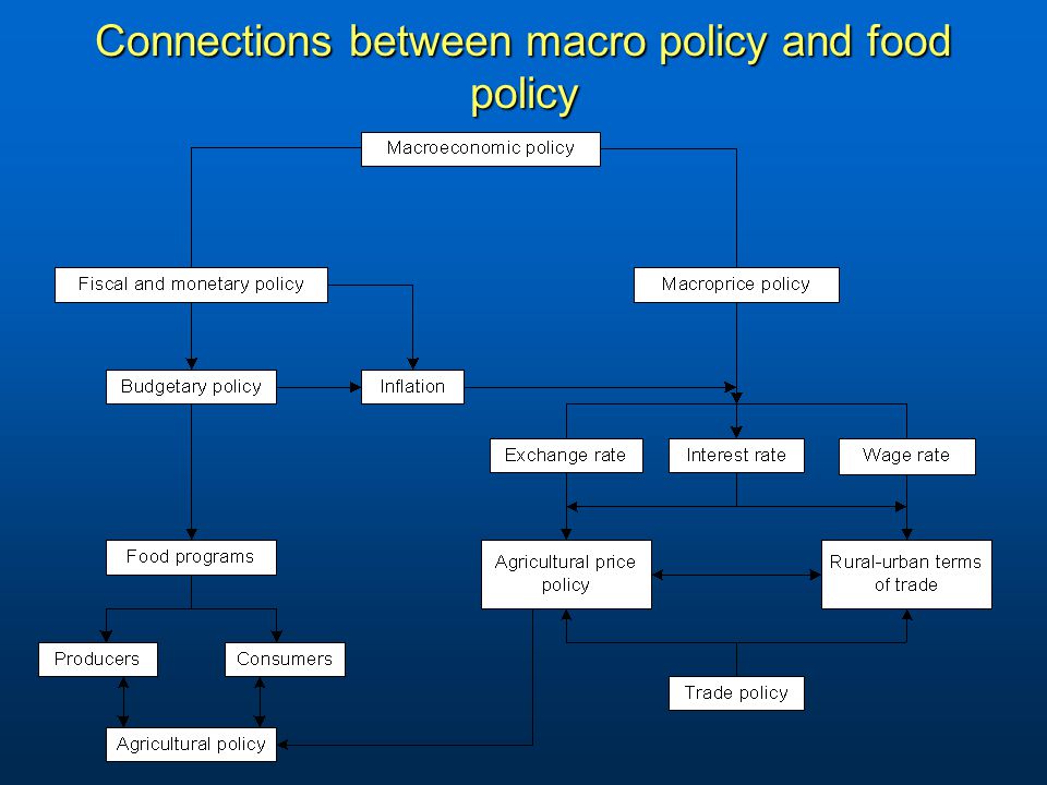 Connections between macro policy and food policy