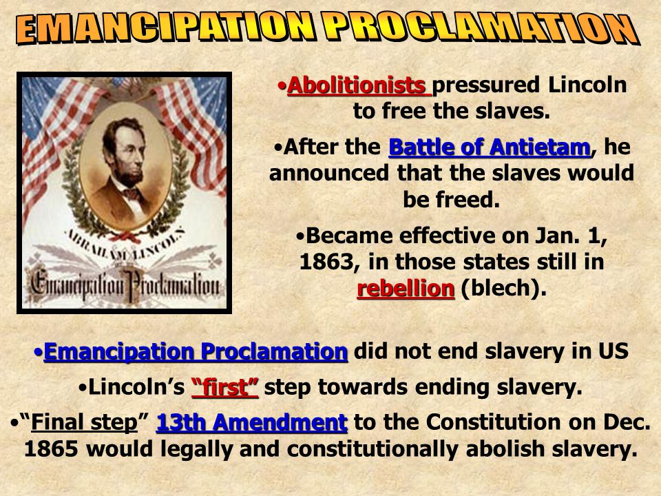 Objective: To examine the causes and effects of the Emancipation Proclamation. - ppt download