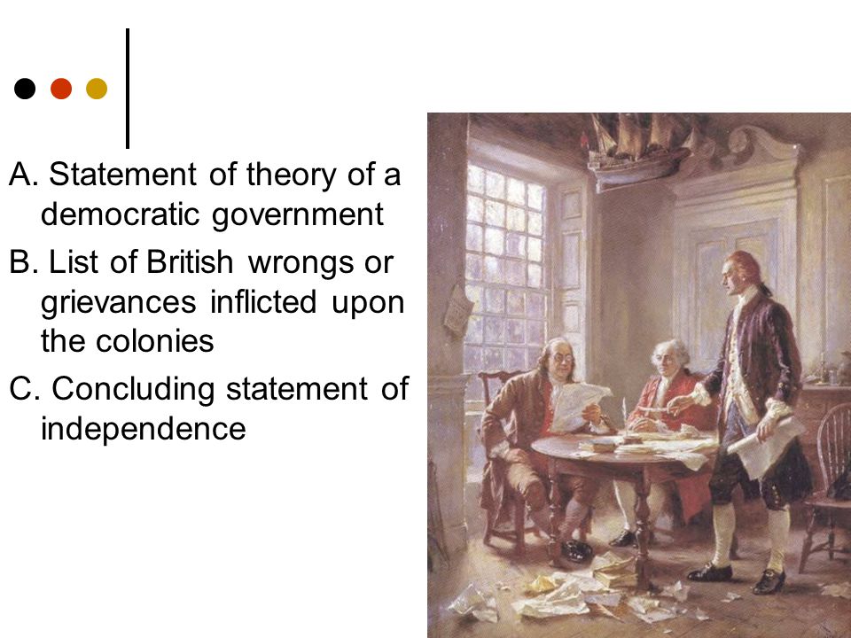 A. Statement of theory of a democratic government B.