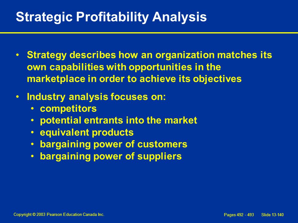 Copyright C 2003 Pearson Education Canada Inc Slide Chapter 13 Strategy Balanced Scorecard And Strategic Profitability Analysis Ppt Download