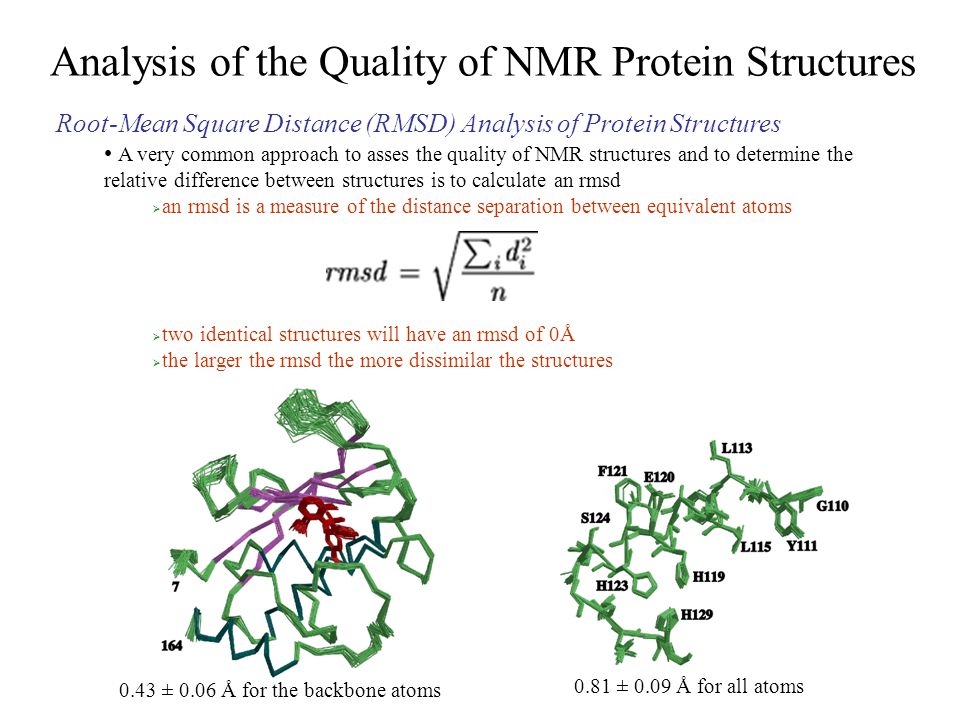 Analysis of the Quality of NMR Protein Structures With A Structure  Calculated From Your NMR Data, How Do You Determine the Accuracy and  Quality of the. - ppt download