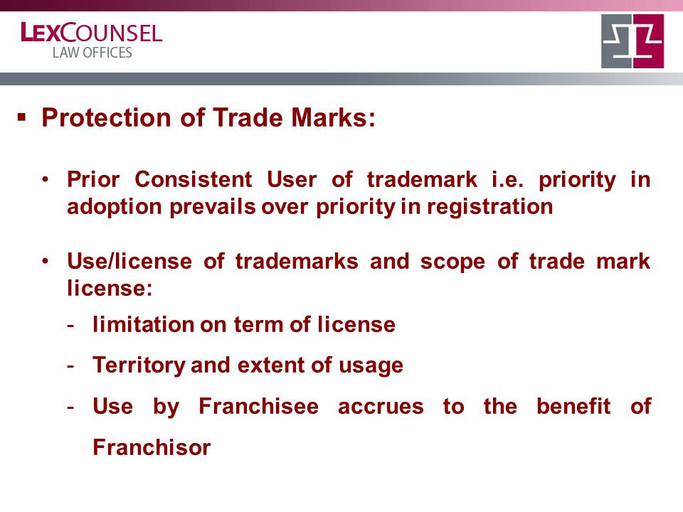  Protection of Trade Marks: Prior Consistent User of trademark i.e.