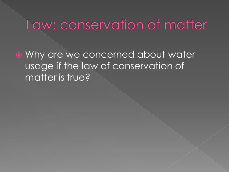  Why are we concerned about water usage if the law of conservation of matter is true