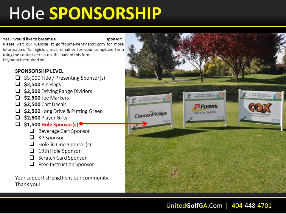 Hole SPONSORSHIP UnitedGolfGA.Com | Yes, I would like to become a ______________________ sponsor.