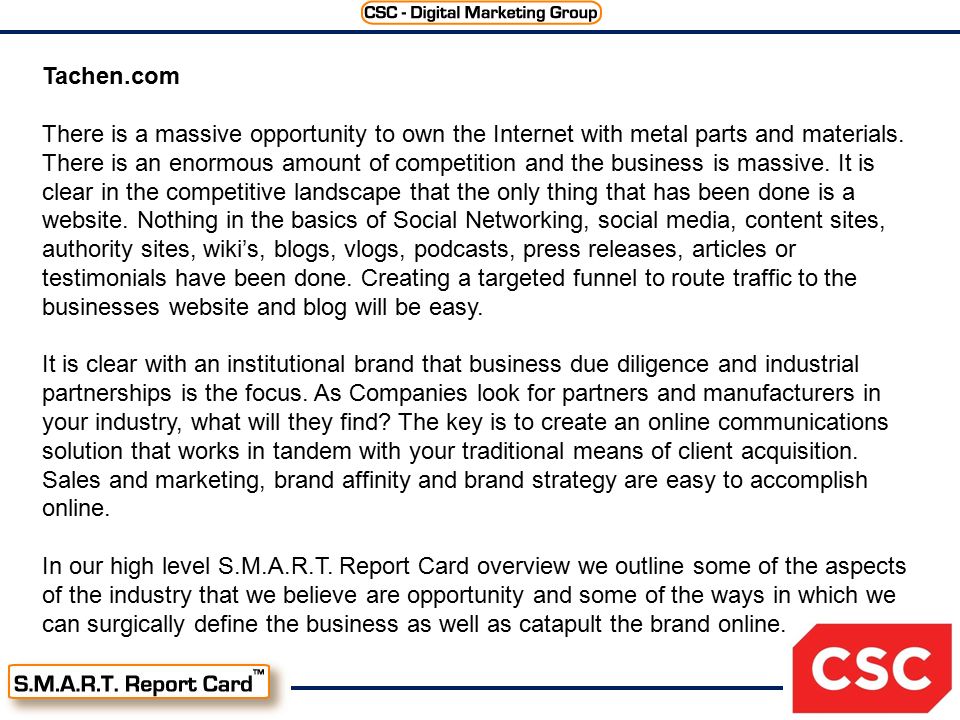Tachen.com There is a massive opportunity to own the Internet with metal parts and materials.