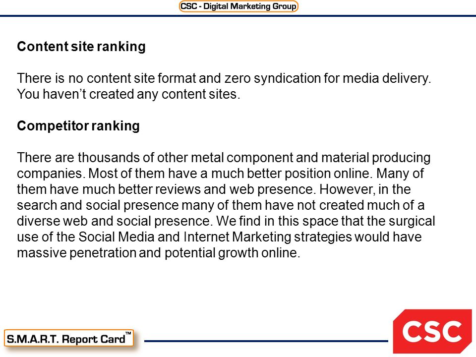 Content site ranking There is no content site format and zero syndication for media delivery.