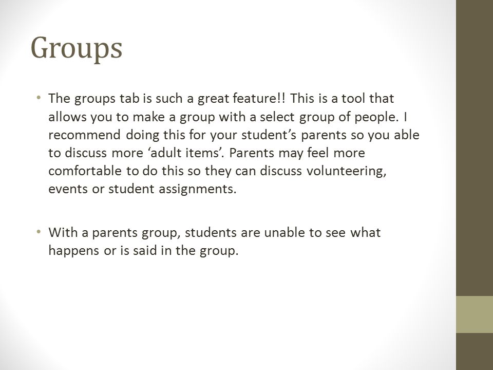 Groups The groups tab is such a great feature!.