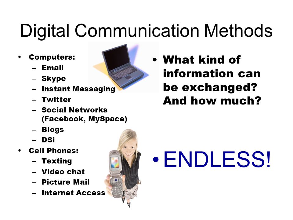 Digital Communication Methods What kind of information can be exchanged.