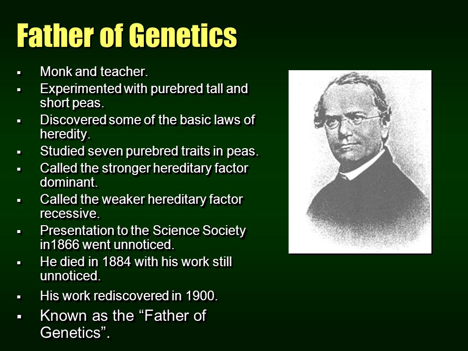 Chapter 5B Gregor Mendel Famous pea plant study Famous pea plant ...