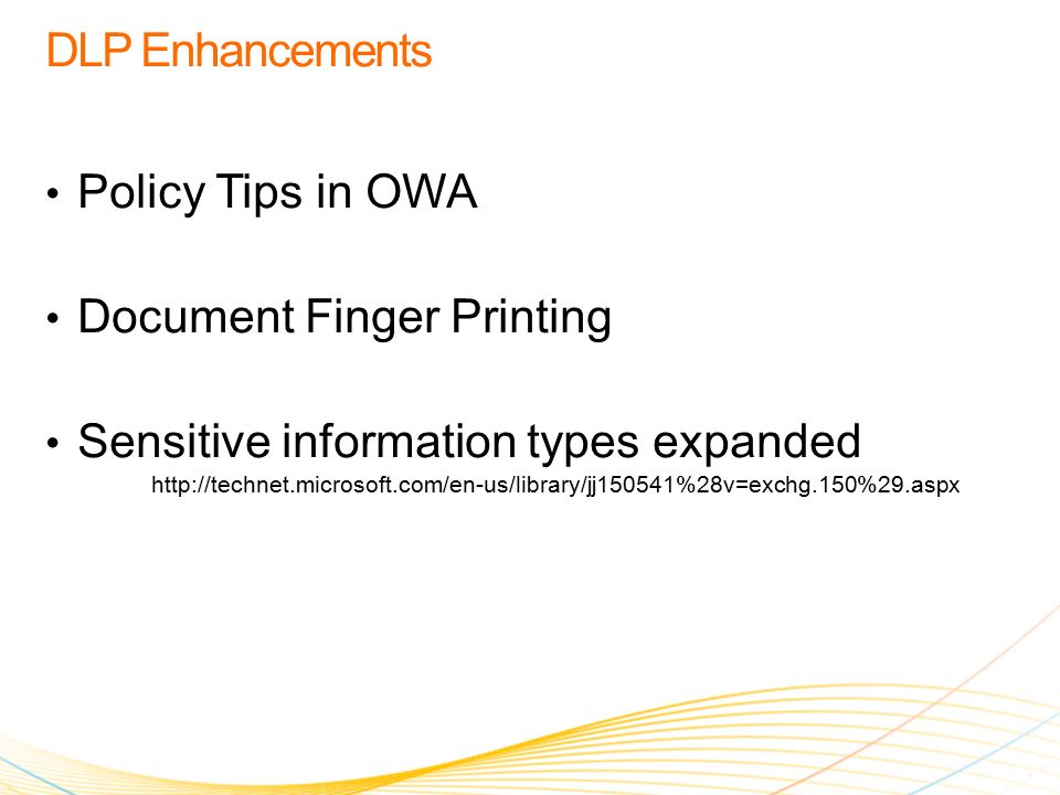 Policy Tips in OWA Document Finger Printing Sensitive information types expanded