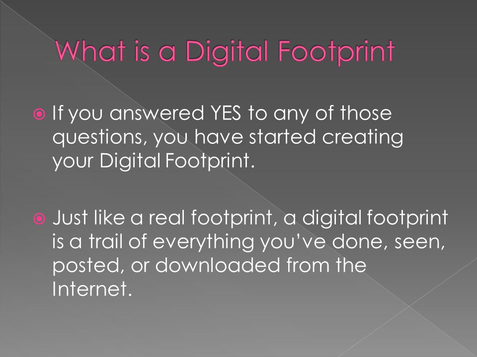  If you answered YES to any of those questions, you have started creating your Digital Footprint.