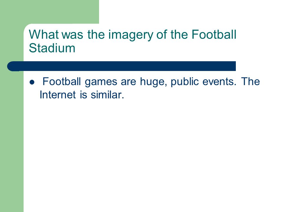 What was the imagery of the Football Stadium Football games are huge, public events.