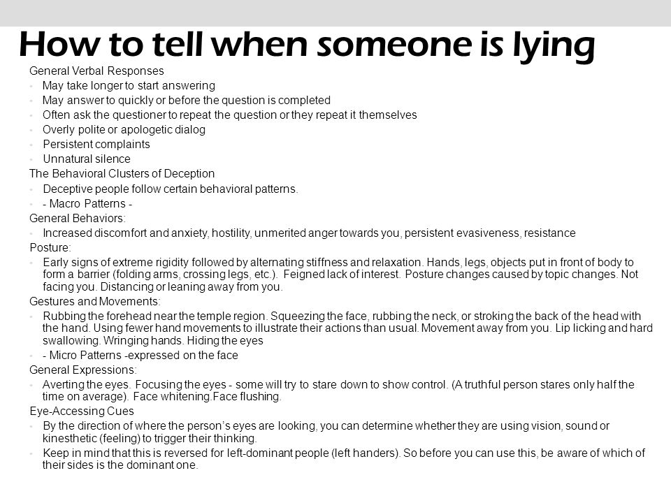 Signs to tell if someone is lying