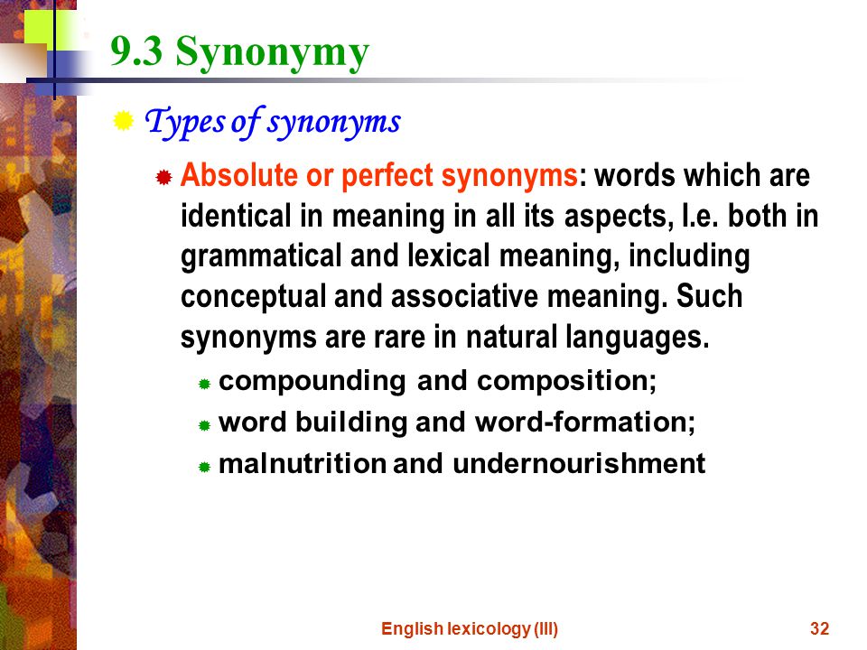 English Lexicology (III) English lexicology (III)2 Contents  8. Word  Meaning  9. Sense Relations To be continued. - ppt download