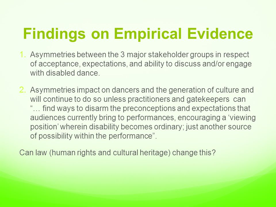 Findings on Empirical Evidence 1.