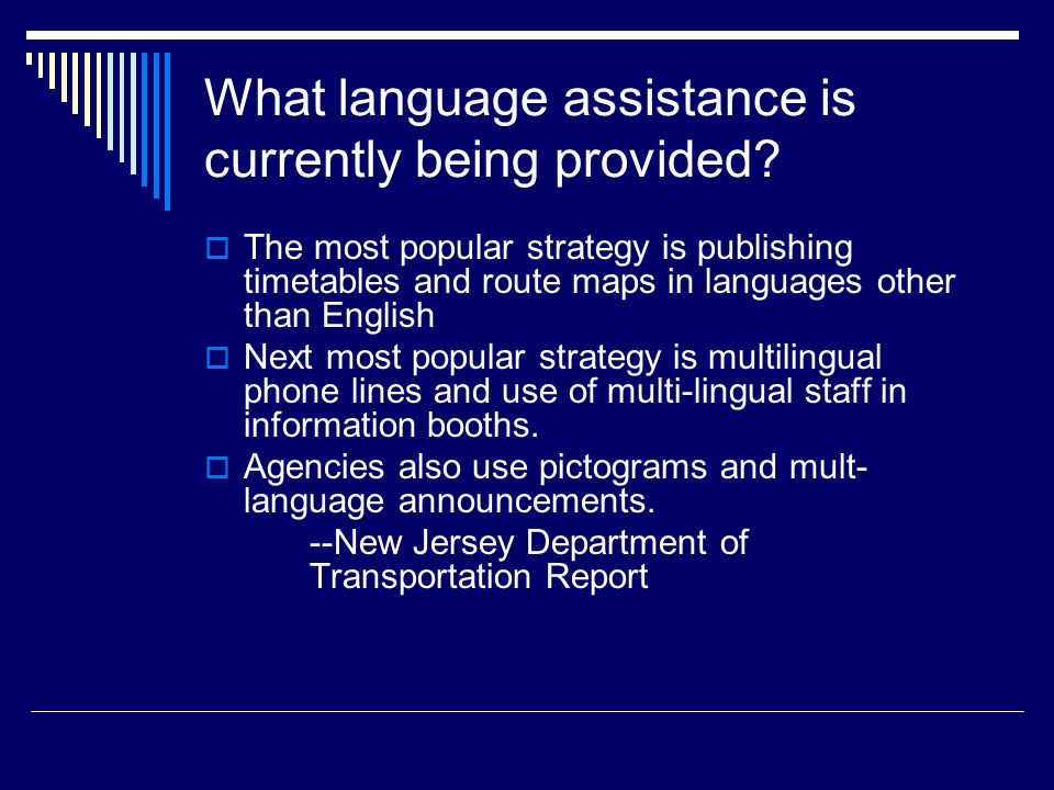 What language assistance is currently being provided.