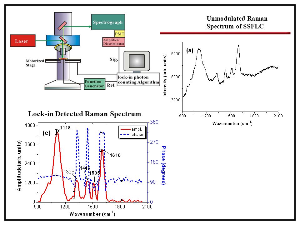 Unmodulated Raman Spectrum of SSFLC Lock-in Detected Raman Spectrum