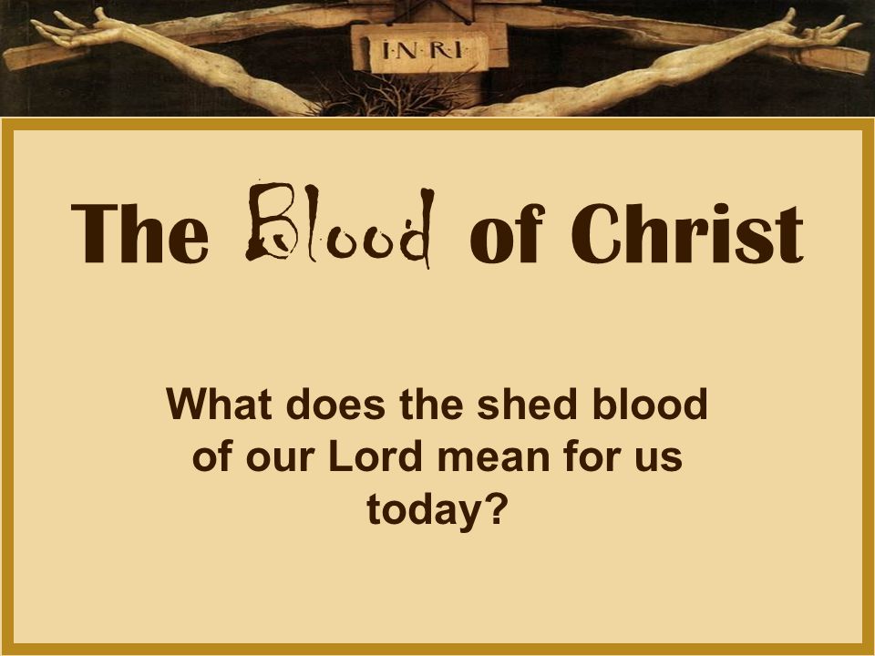 The Blood of Christ What does the shed blood of our Lord mean for us today