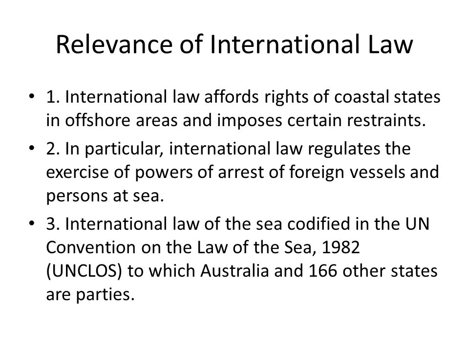 Relevance of International Law 1.