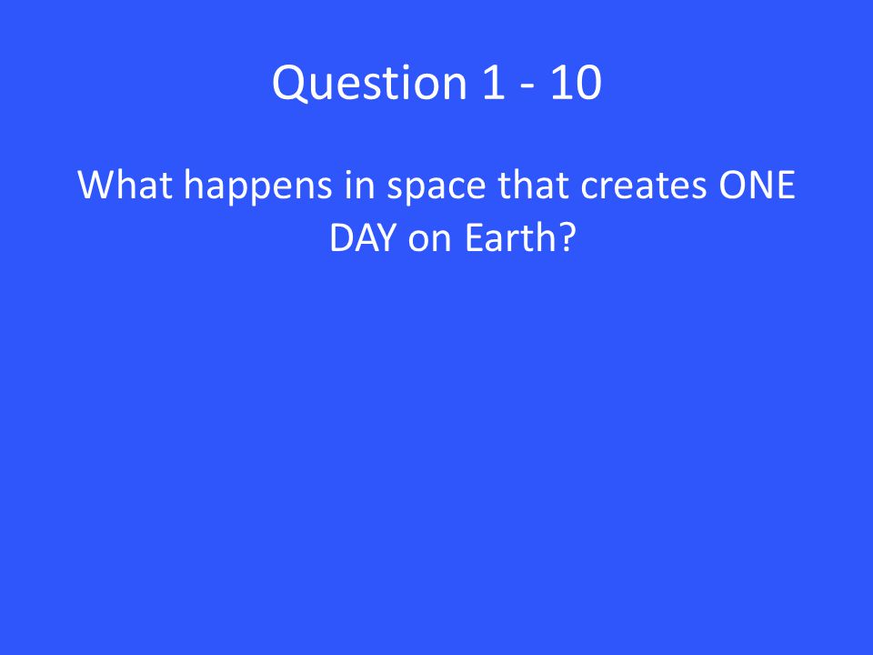 Question What happens in space that creates ONE DAY on Earth