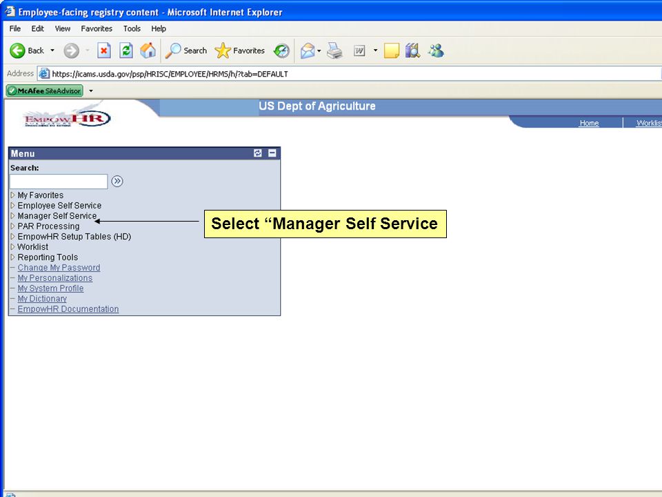 Select Manager Self Service