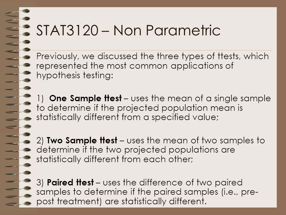 Lecture 10 Non Parametric Testing STAT 3120 Statistical Methods I. - ppt  download