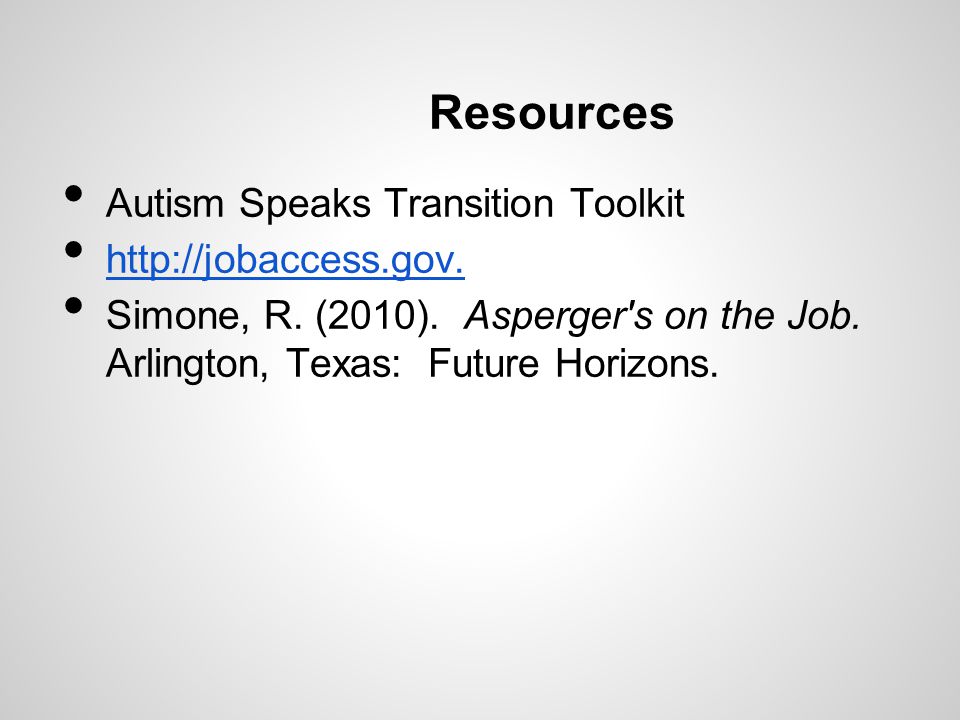 Resources Autism Speaks Transition Toolkit