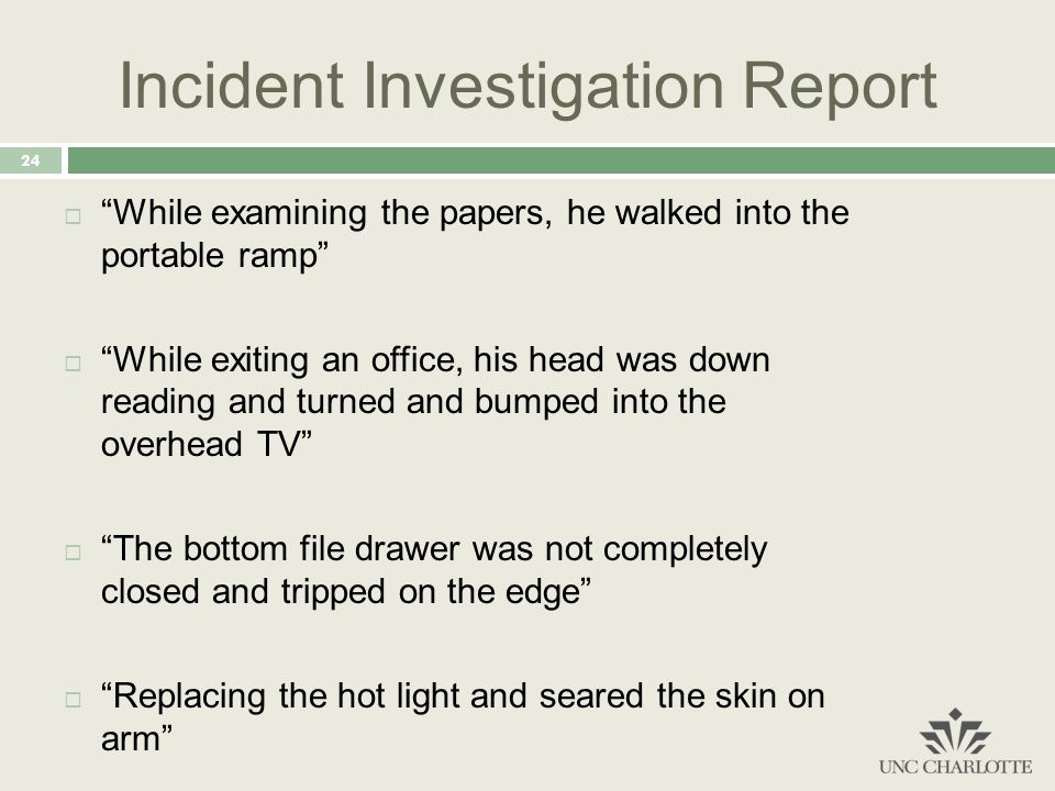 1 environmental health safety leadership enhancement and uncc incident report