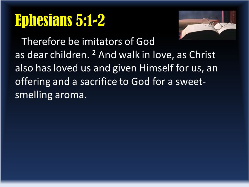 Ephesians 5:1-2 Therefore be imitators of God as dear children.