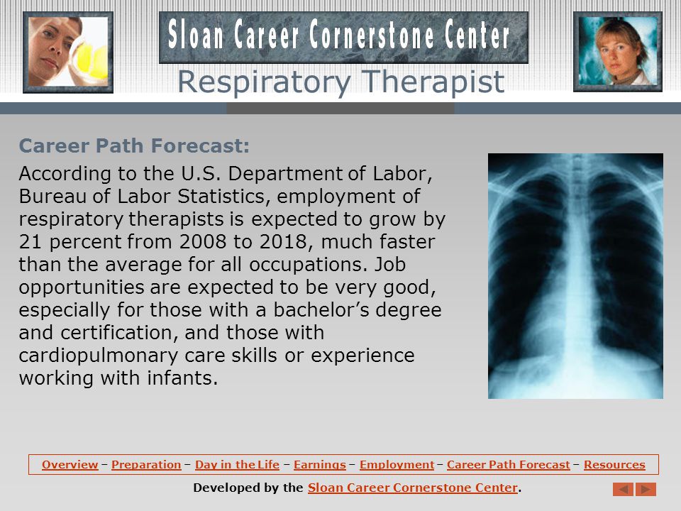 Employment: Respiratory therapists hold about 105,900 jobs in the U.S.