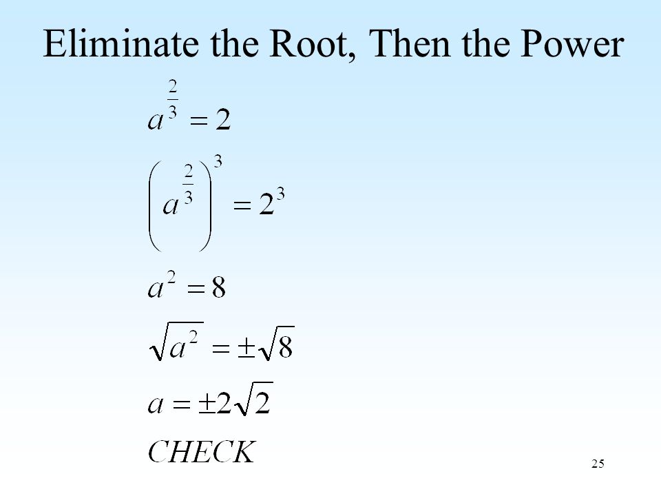 25 Eliminate the Root, Then the Power