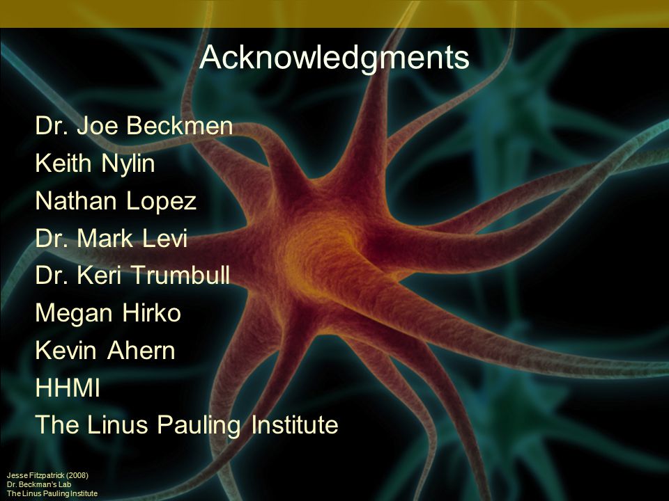Acknowledgments Dr. Joe Beckmen Keith Nylin Nathan Lopez Dr.