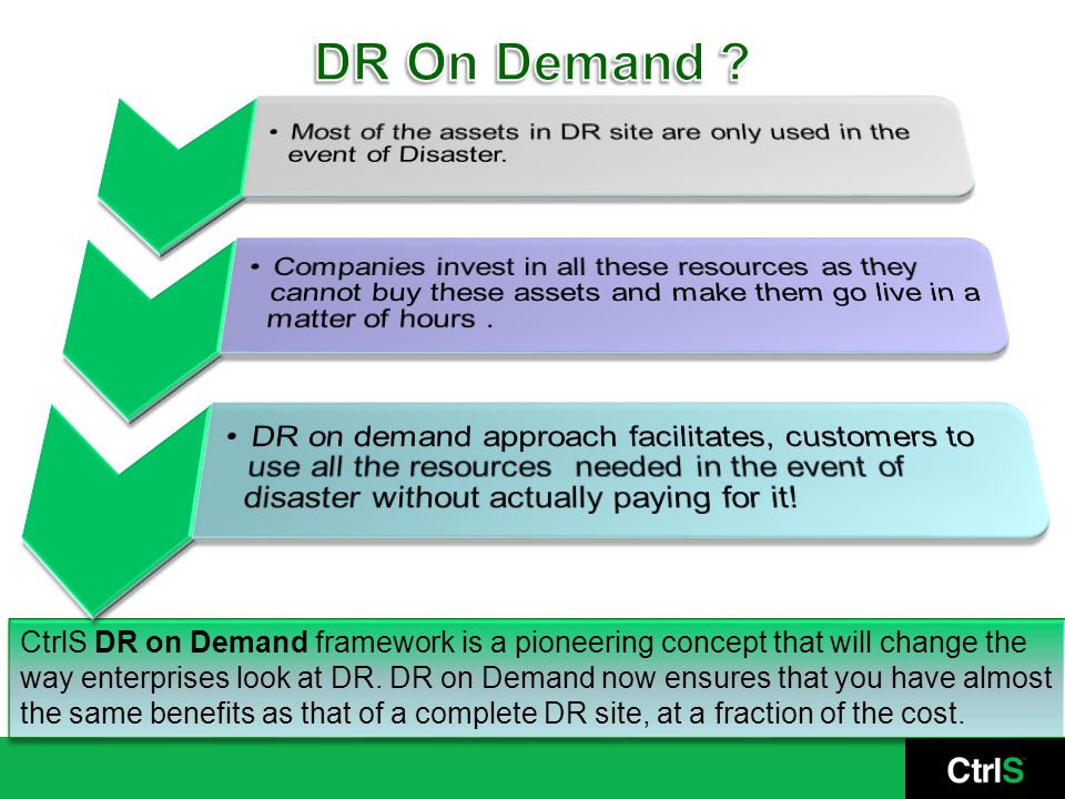 CtrlS DR on Demand framework is a pioneering concept that will change the way enterprises look at DR.