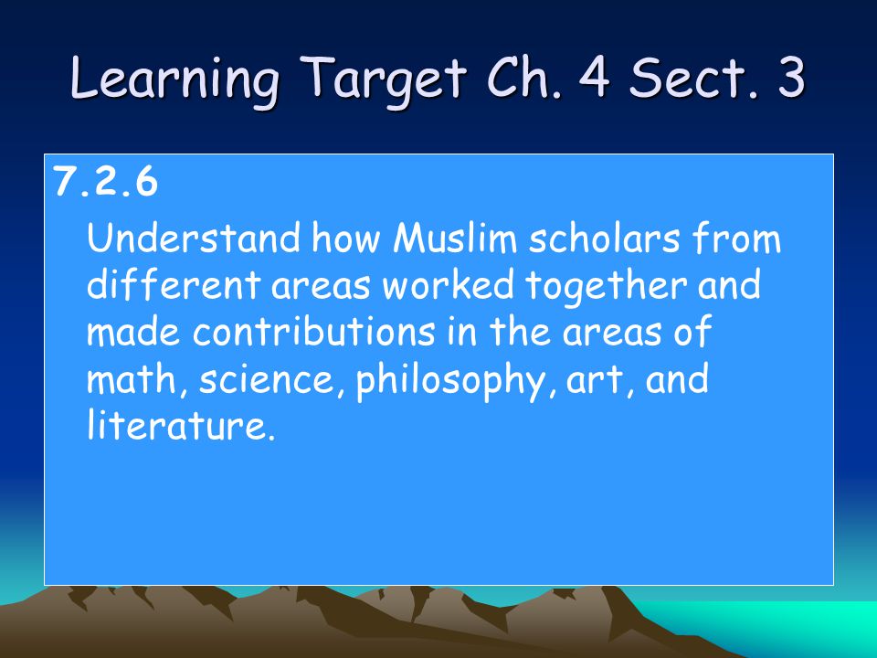 Learning Target Ch. 4 Sect.