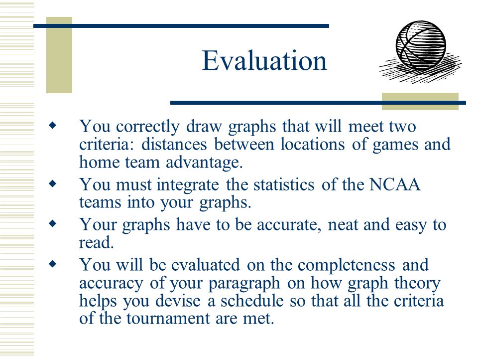 Procedures 6)Draw graphs that you think will help you devise a tournament schedule that will meet the criteria for this tournament.