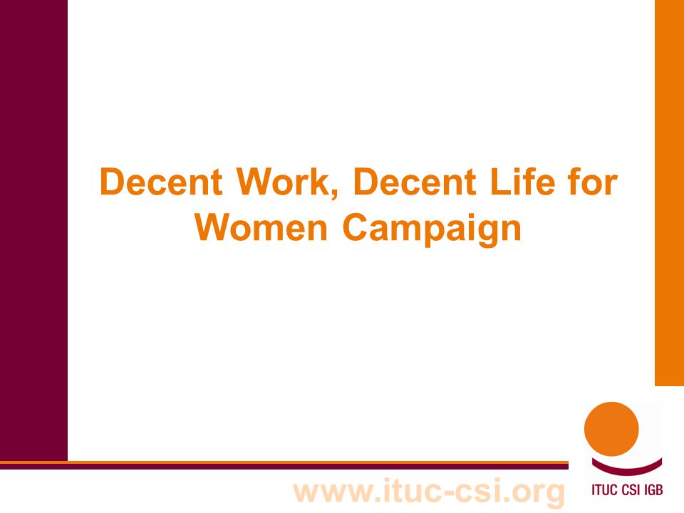Decent Work, Decent Life for Women Campaign