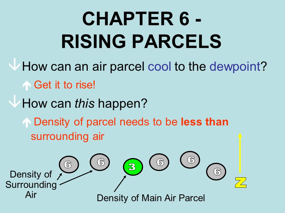 â How can an air parcel cool to the dewpoint. é Get it to rise.