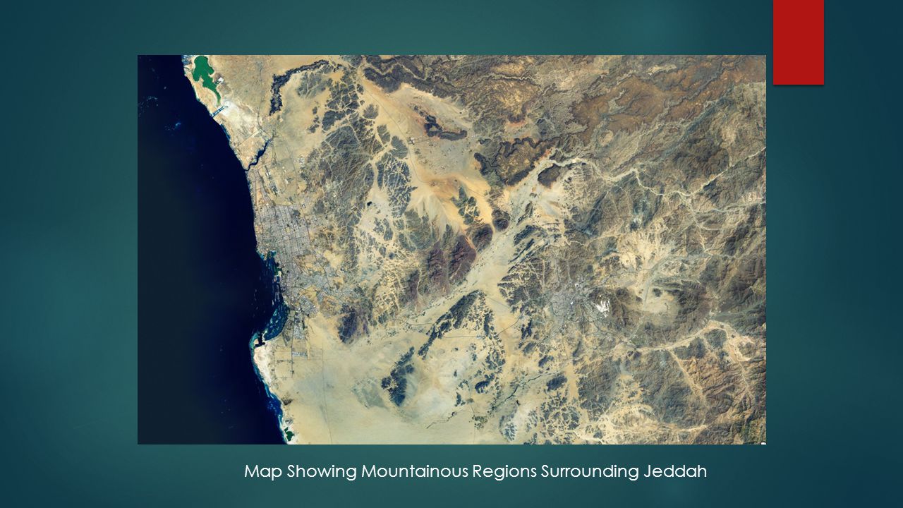 Map Showing Mountainous Regions Surrounding Jeddah