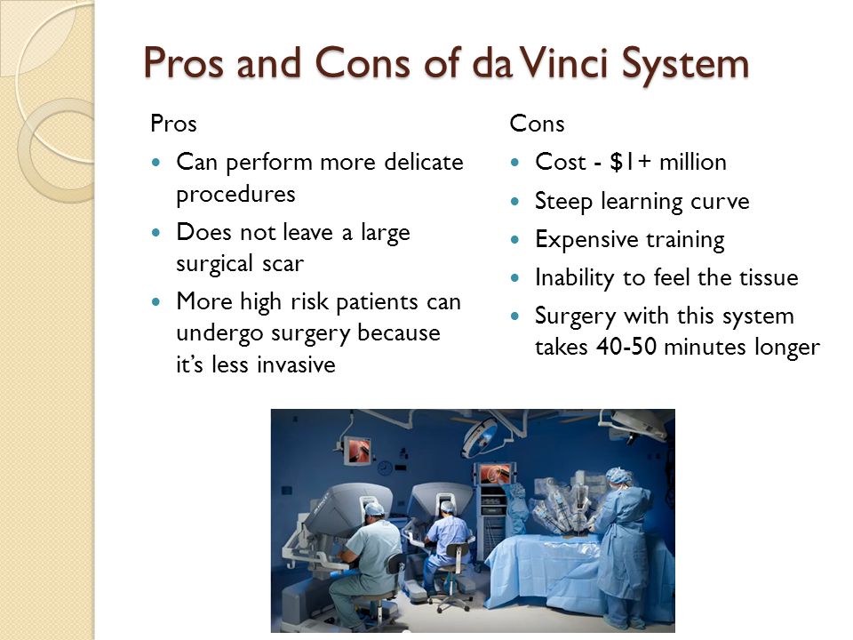 da vinci robotic surgery pros and cons