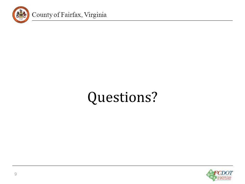 County of Fairfax, Virginia Questions 9