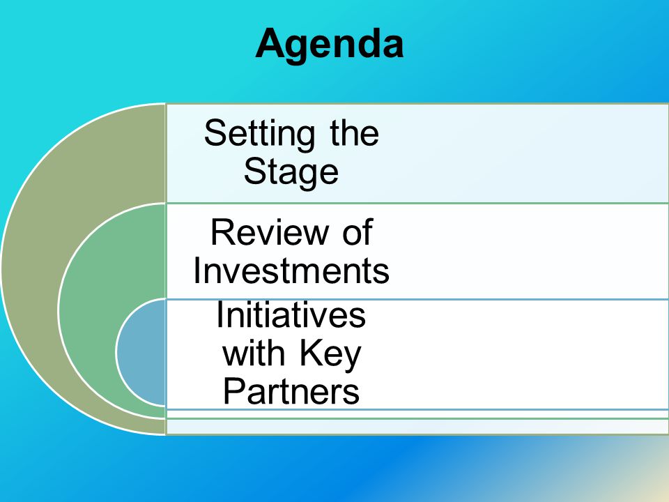 Agenda Setting the Stage Review of Investments Initiatives with Key Partners