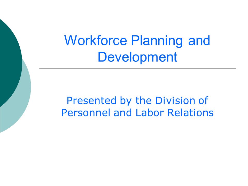 Workforce Planning and Development Presented by the Division of Personnel and Labor Relations