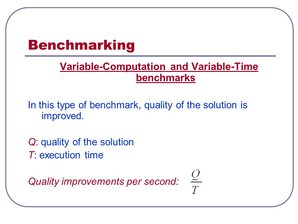 Lecture 2c Benchmarks Benchmarking Benchmark Is A Program That